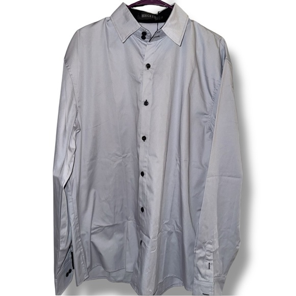 HHGKED Men’s Shirt NWT Light Grey Button-Down European & American Style Size XL - Picture 8 of 16